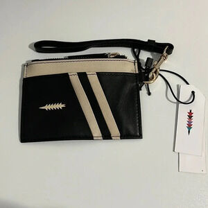 THACKER | Wallet | Black & Cream | Genuine Leather | Wristlet | NEW